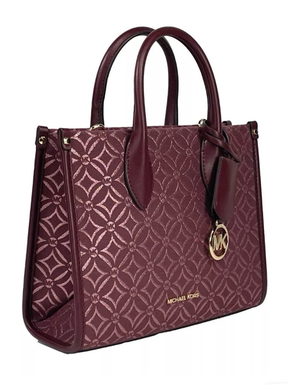 Michael Kors Mirella Maroon Patterned Women's Satchel Bag